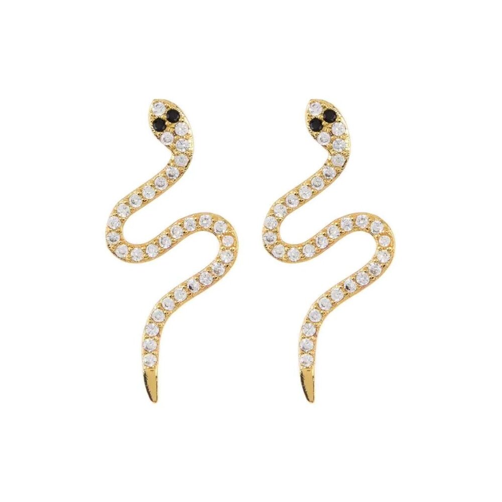 NEW Adornia Fine 14k Gold Plated Sterling Silver Snake Post Back Earrings